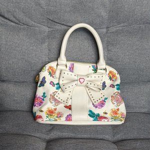 Betsey Johnson White Bow & Floral Handbag / Purse / Crossbody